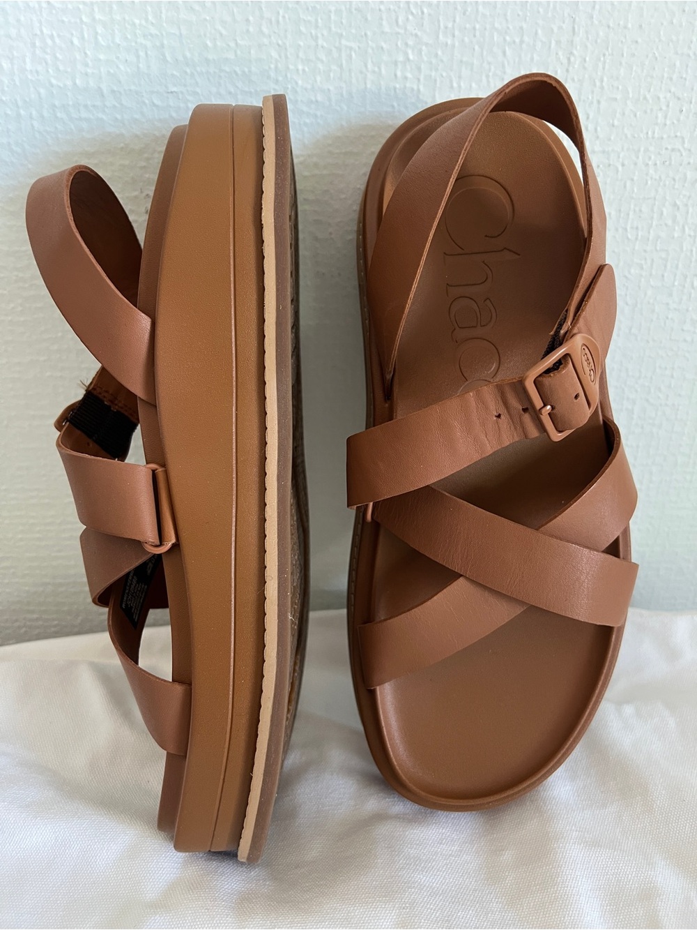 Chaco Townes Midform sandals, tan/brown strappy sandal, platform sandal - Picture 3 of 11